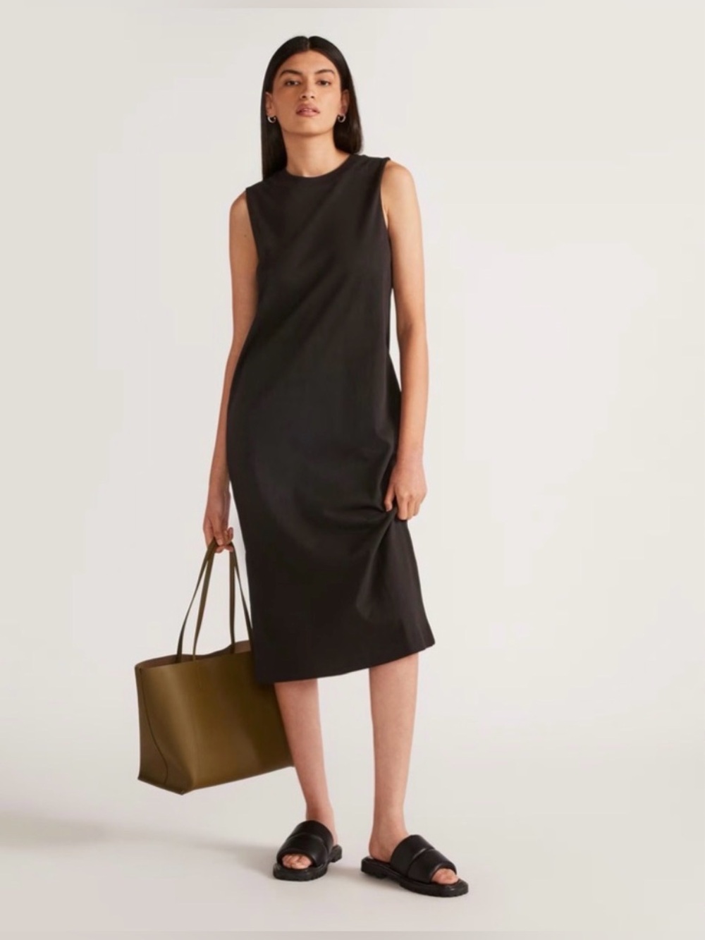 EVERLANE THE WEEKEND COTTON TANK DRESS, SIZE S